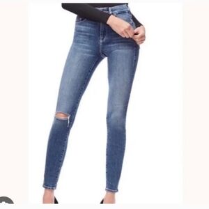 Good American Good Legs Busted Knee Stretch Skinny Ankle Jeans size 12